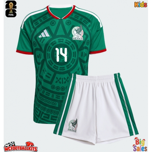 Mexico Armando Gonzalez #14 Replica Home Stadium Kit for Kids World Cup 2026 Short Sleeve (+ pants)